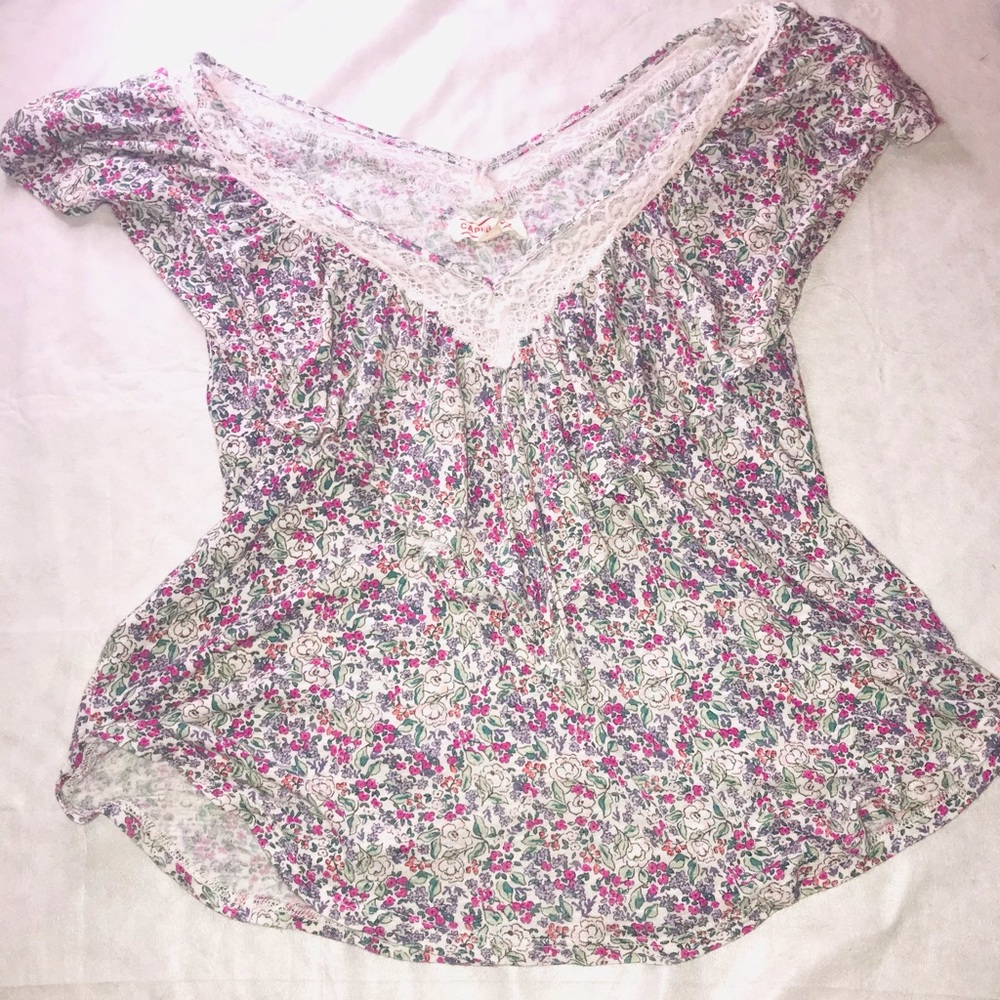 Laced floral shirt